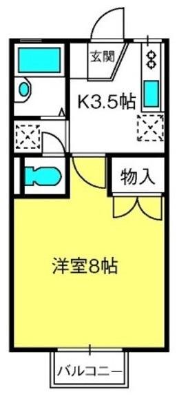 パークサイド(1K/2階)の間取り写真