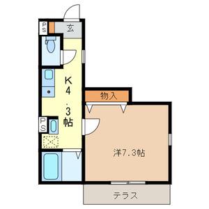 メゾン ウィスタリア(1K/2階)の間取り写真