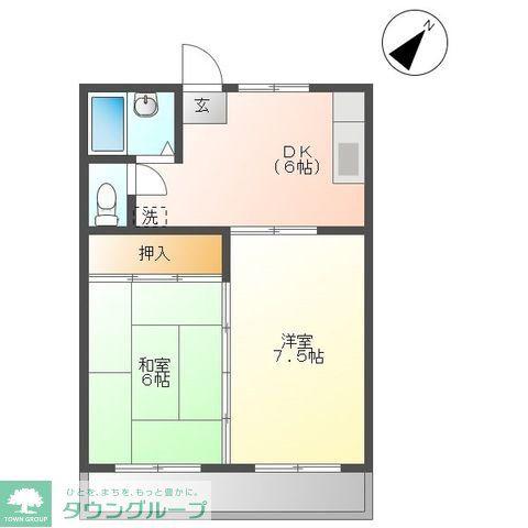 アビタシオン C棟(2DK/1階)の間取り写真