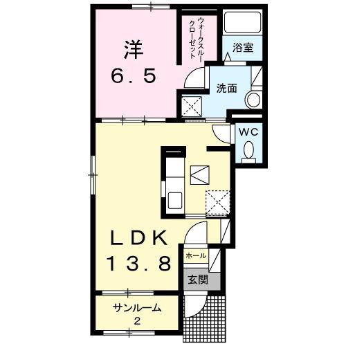 ポライトII(1LDK/1階)の間取り写真