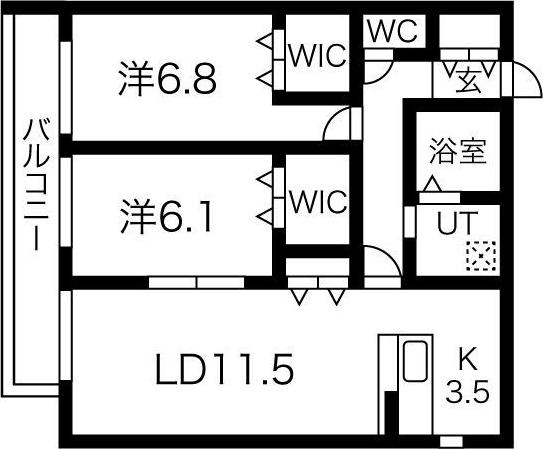 フォーチュンヒルズ(2LDK/3階)の間取り写真