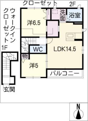 メルモワールK(2LDK/2階)の間取り写真
