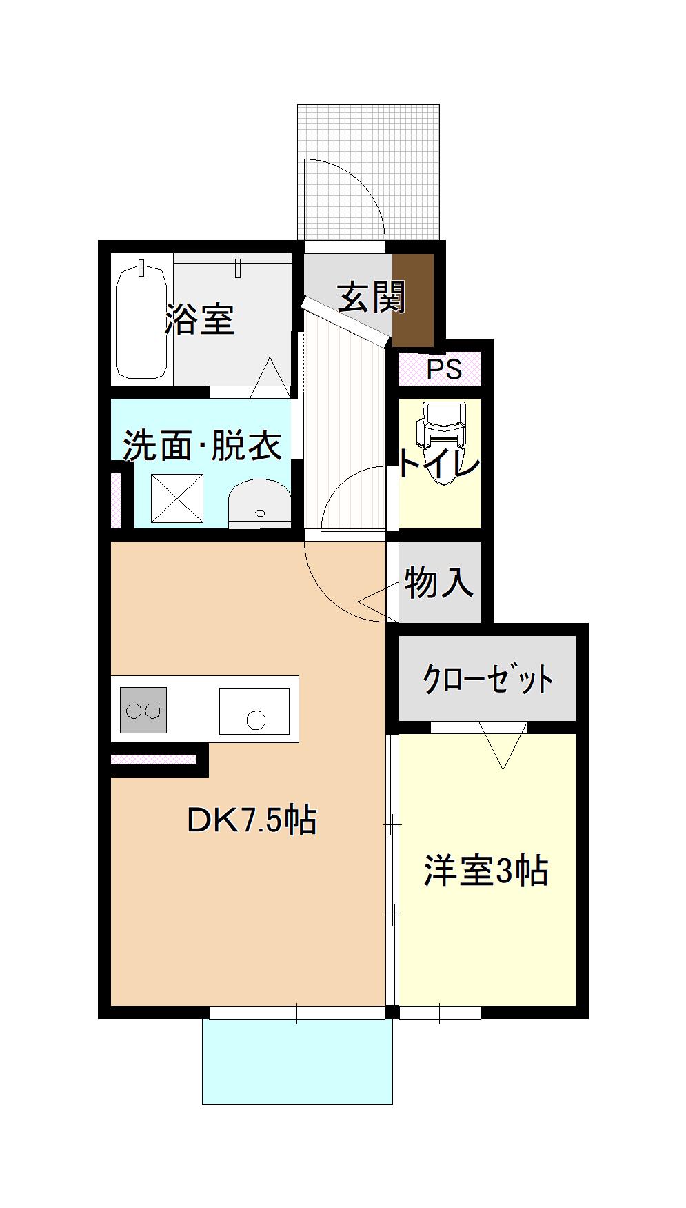 HOME5号棟(1DK/1階)の間取り写真