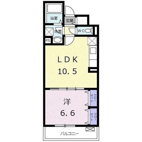 ウイステリアセキグチ(1LDK/1階)の間取り写真