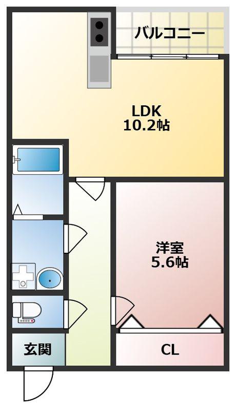 SUNMARK横浜(1LDK/3階)の間取り写真