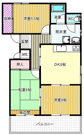 グレースコート青葉丘(3LDK/2階)の間取り写真