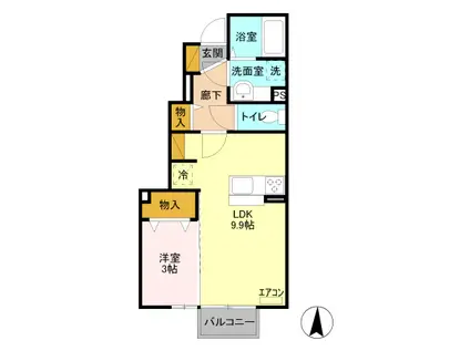 ジェントリーII番館(1LDK/1階)の間取り写真