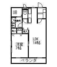 シャンボール(1LDK/4階)の間取り写真