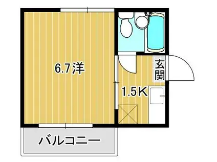 ワンKマンション(1K/2階)の間取り写真