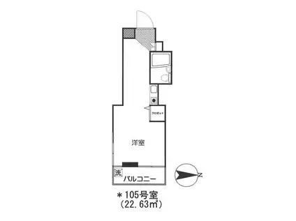 メゾン・ド・ティーグルIII(ワンルーム/1階)の間取り写真