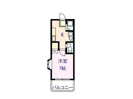 パリオ佐和晶平川(1K/2階)の間取り写真