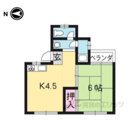 御土居マンション(1K/1階)の間取り写真