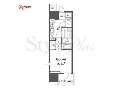 オープンレジデンシア久屋大通THE COURT(1K/15階)の間取り写真