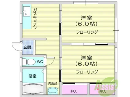 堤荘2(2K/2階)の間取り写真