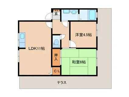 ファミィユ(2LDK/1階)の間取り写真