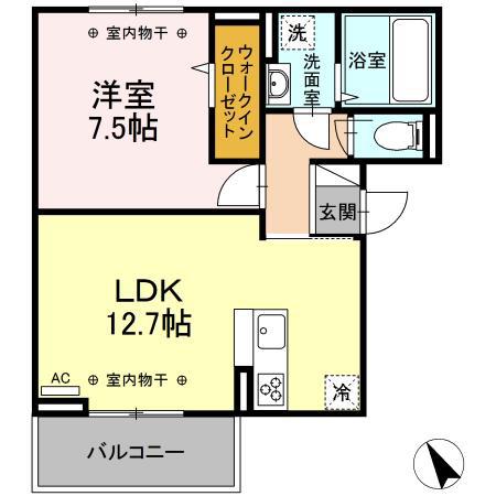 メイプルツリーハイツ(1LDK/2階)の間取り写真