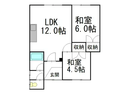 神田マンション(2LDK/2階)の間取り写真