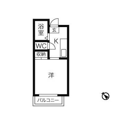 プラージュII(1K/4階)の間取り写真