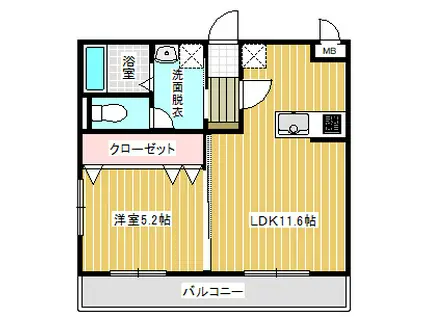 フォレストメゾン堀割参番館(1LDK/2階)の間取り写真