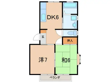 パレスシンコウB(2DK/2階)の間取り写真