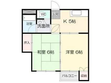 シャトルながまち(2K/3階)の間取り写真