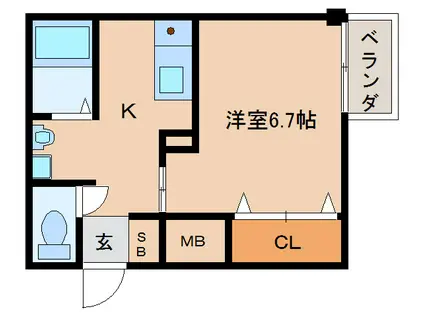 インペリアル奈良大宮(1K/6階)の間取り写真