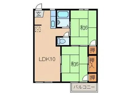 いけじりハイツ(2LDK/2階)の間取り写真
