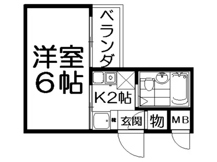 シャトーHAMADA(1K/2階)の間取り写真