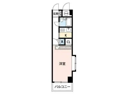 SAI西所沢(1K/3階)の間取り写真