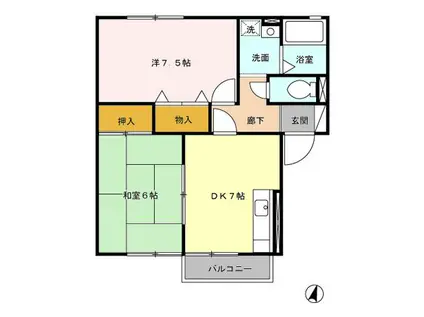 サンウッド A(1LDK/2階)の間取り写真