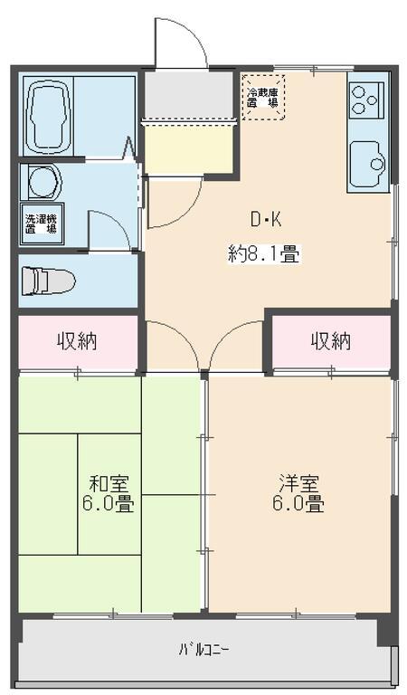 ブランチ黒澤(2DK/2階)の間取り写真
