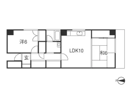 箕浦ハイツ(2LDK/4階)の間取り写真