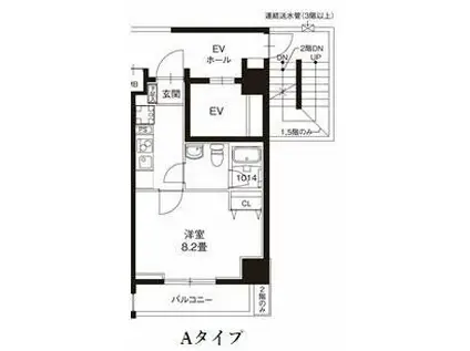 レオーネ錦糸町II(1K/3階)の間取り写真