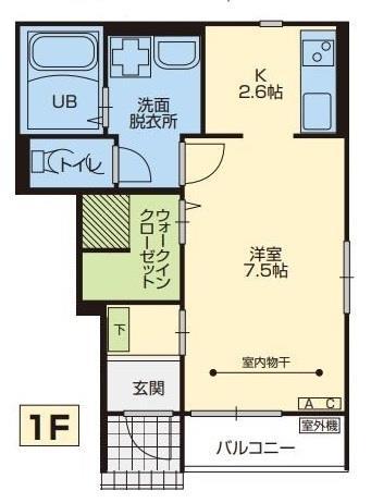 クレスト桜町(1K/1階)の間取り写真