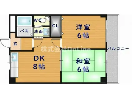 エイチ・ツー・オー高井田IIビル(2DK/10階)の間取り写真