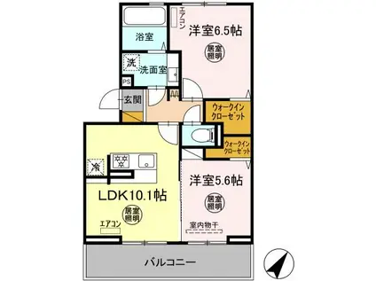 ルミエール五井・II(2LDK/3階)の間取り写真