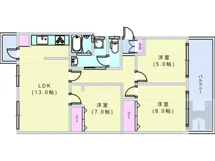 河内松原A-3(3LDK/5階)の間取り写真