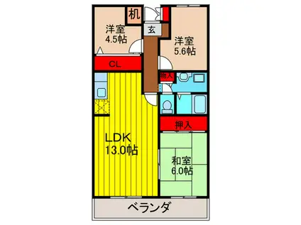 MIIITAKAI(3LDK/4階)の間取り写真