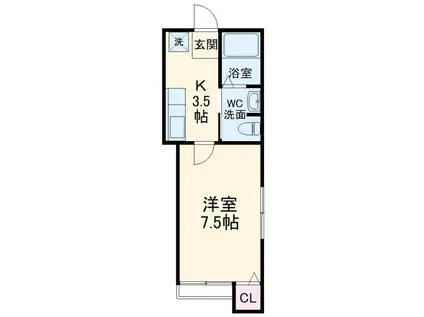 駅前通ハイツ(1K/2階)の間取り写真