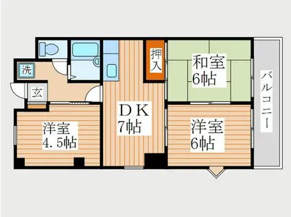 海老澤第一ビル(3DK/4階)の間取り写真