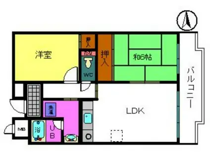 ライオンズマンション泉南樽井第2(2LDK/3階)の間取り写真