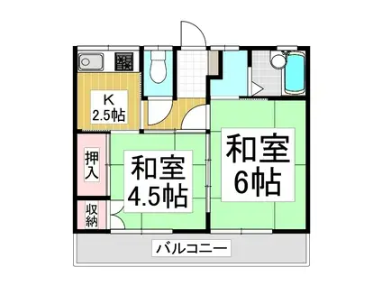 高林荘(2K/2階)の間取り写真