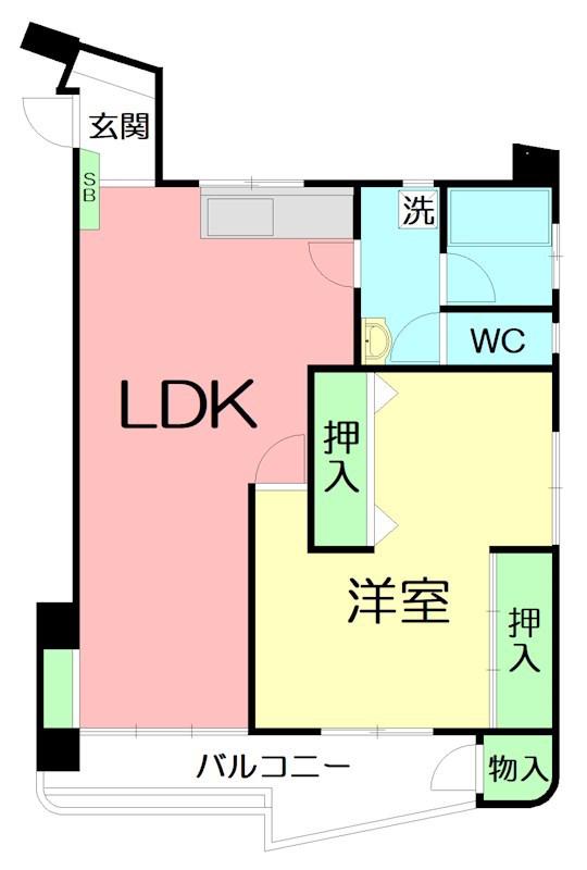 オーク室町(1LDK/4階)の間取り写真