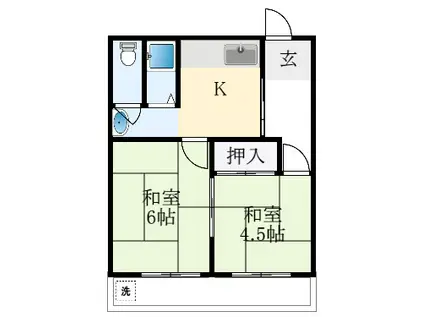 ハイツプライムA棟(2K/1階)の間取り写真