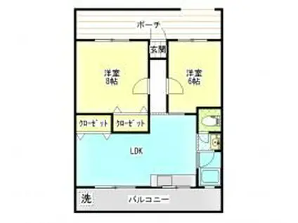 ミヤザキ第1マンション(2LDK/1階)の間取り写真