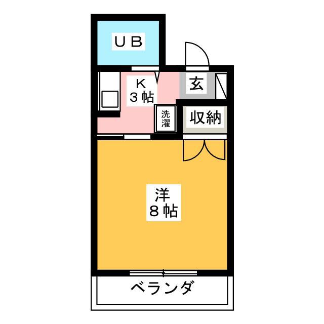 マンションKM-1(1K/4階)の間取り写真