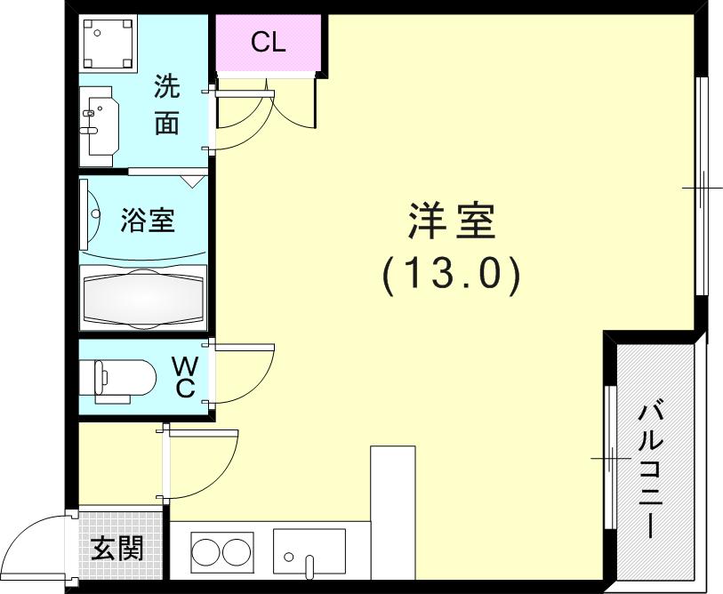 平野レジデンス(ワンルーム/3階)の間取り写真