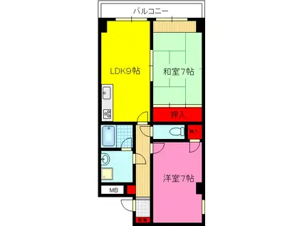 アメニティKSパート2(2LDK/4階)の間取り写真