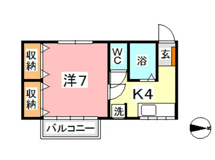 リバティヒルズ倉敷(1K/2階)の間取り写真