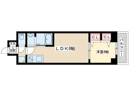 マキシブクロスエサカ(1LDK/4階)の間取り写真